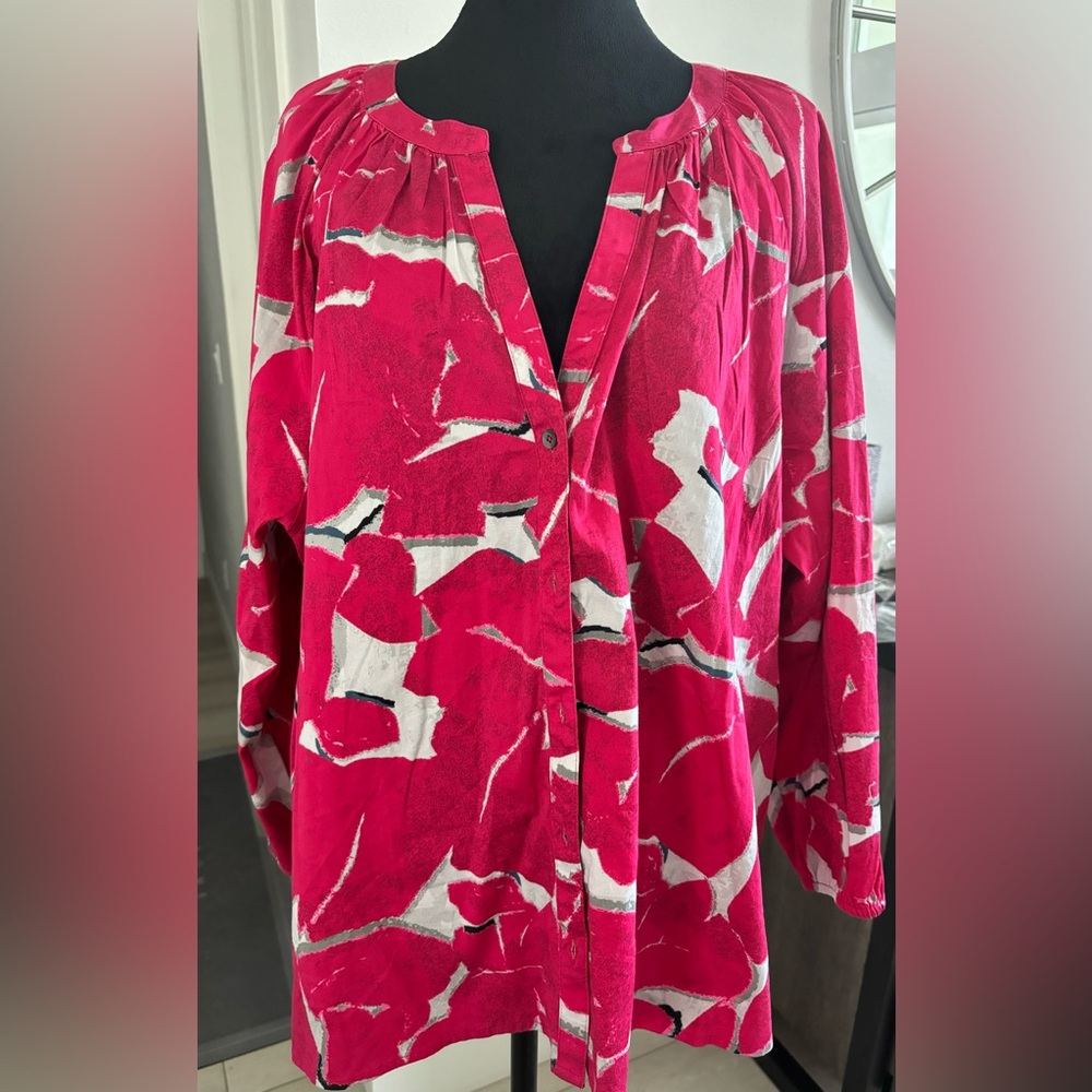 NIC+ZOE Bold Petals Stretch Cotton Shirt#506
